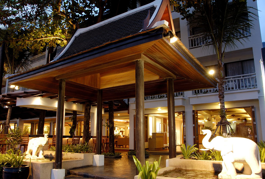 Sunset Beach Resort exterior view at sunset, Phuket